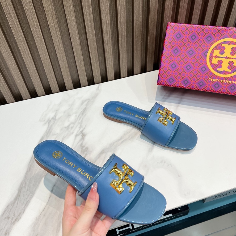 Tory Burch Eleanor Blue Slides, Suitable for Summer Outdoor Wear - Picture 5 of 8